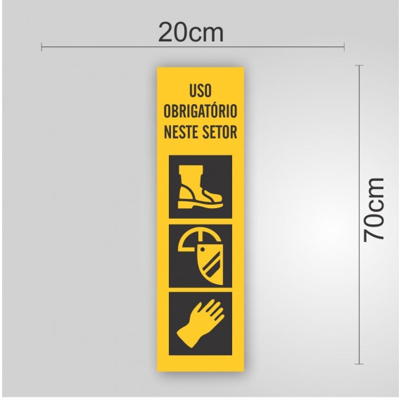 PLACA PVC ADESIVADO 20cmX70cm - SINALIZAÇÃO EPI