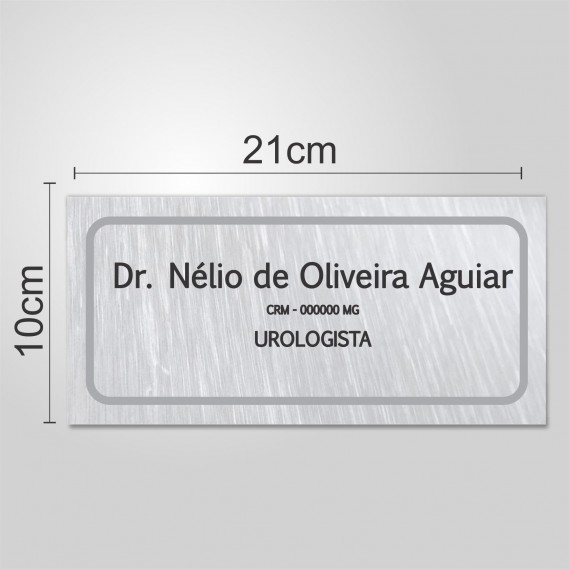 PLACA PVC + ADESIVO AÇO ESCOVADO 21cmX10cm PERSONALIZÁVEL