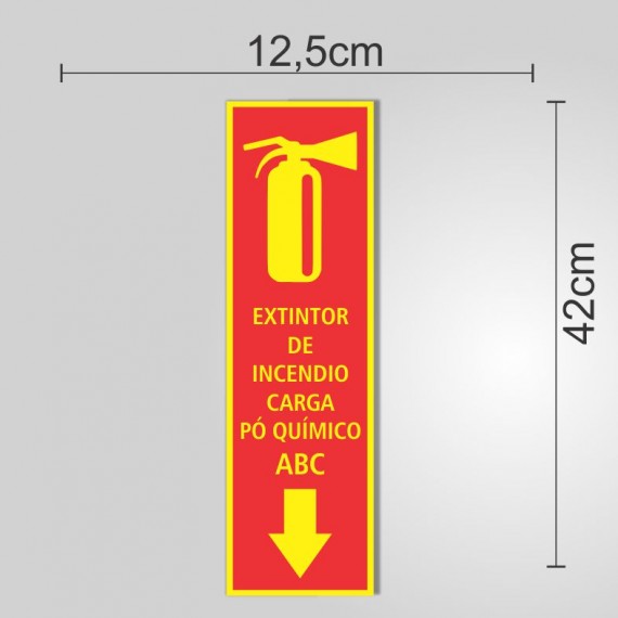 PLACA PVC ADESIVADO 42cm X 12,5cm - EXTINTOR ABC