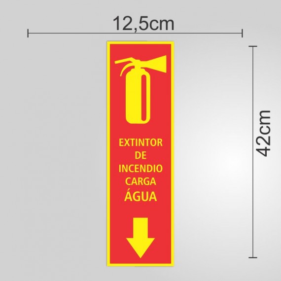PLACA PVC ADESIVADO 42cm X 12,5cm - EXTINTOR AGUA