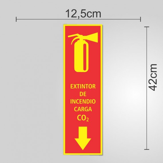 PLACA PVC ADESIVADO 42cm X 12,5cm - EXTINTOR CO2